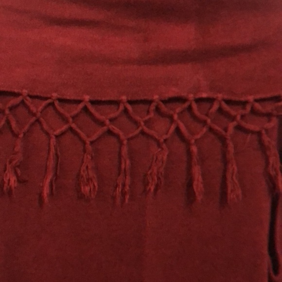 Wine fringed cardigan/poncho OS - Picture 5 of 7